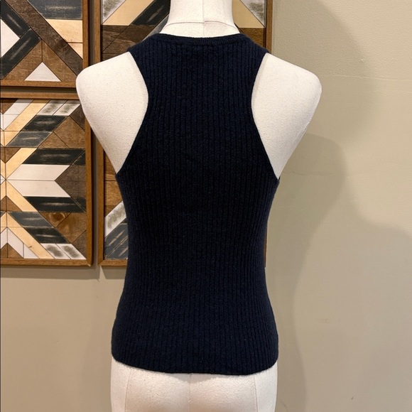 NakedCashmere Navy Blue Cashmere Stretch Ribbed Knit Sleeveless Top size Small - Picture 5 of 11